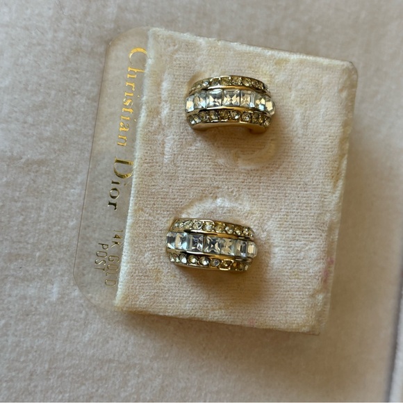Beautiful vintage Christian Dior, gold tone with cubic zirconia, square & round - Picture 4 of 7